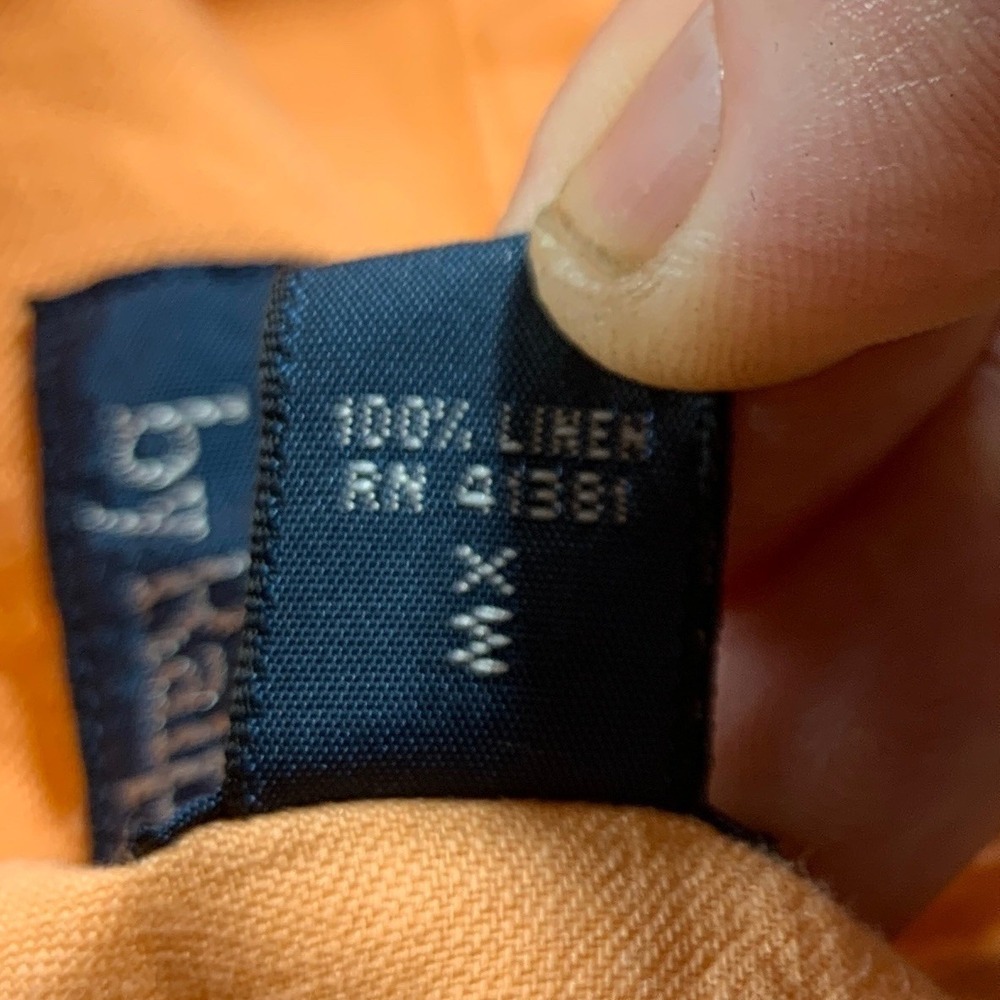 Polo Ralph Lauren Shirt Mens XXL Orange 100% Linen Button Up Long Sleeve Pockets - Picture 9 of 10
